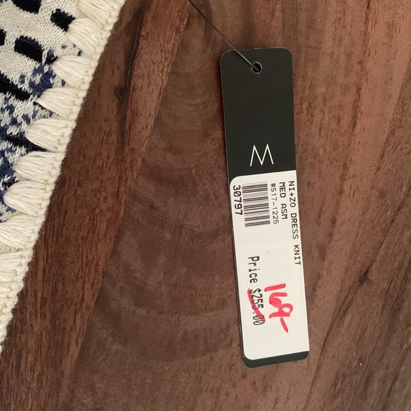 NWT, NIC+ZOE Navy and Cream Textured Knit Dress, Sz M - Picture 8 of 12